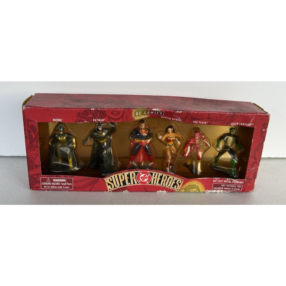 2000 Warner Bros Studio Store DC Super Heroes Die Cast Figurines Set of 6